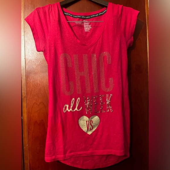 Pink Victoria Secret Bundle Lot (6) T-shirts Athletic bedazzled Tank Top Sz M-L - Picture 6 of 10